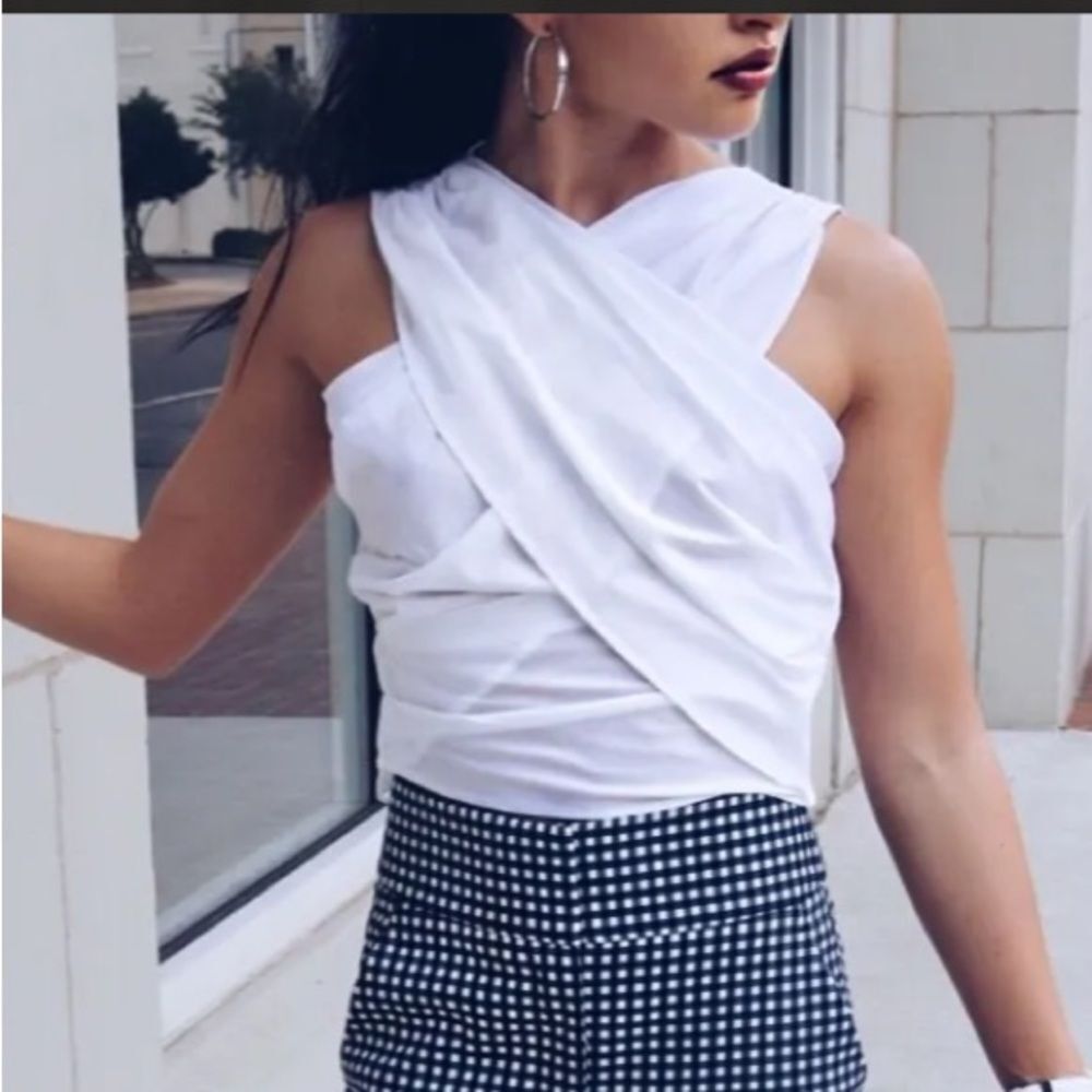 Zara Basic Collection White bandage top Top size small